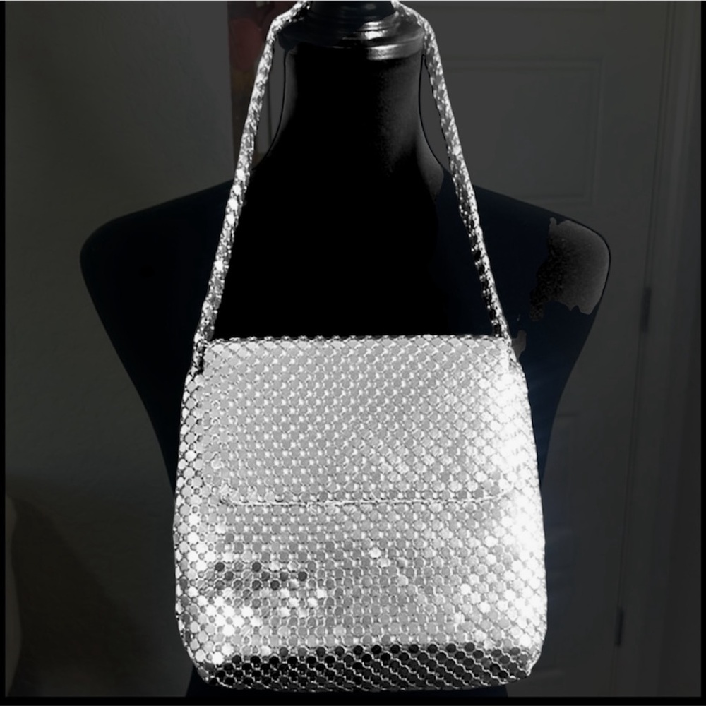 Vintage Gray Metallic Mesh Handbag Evening Clutch